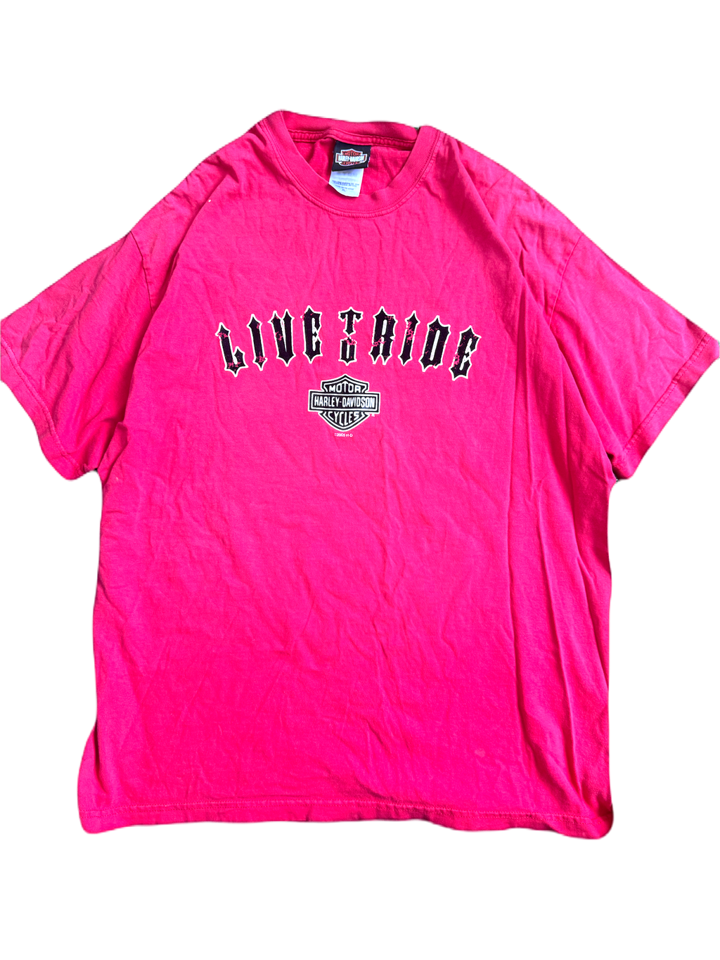 Vintage 00’s suede embroidered Harley Davidson “Live To Ride” Tee