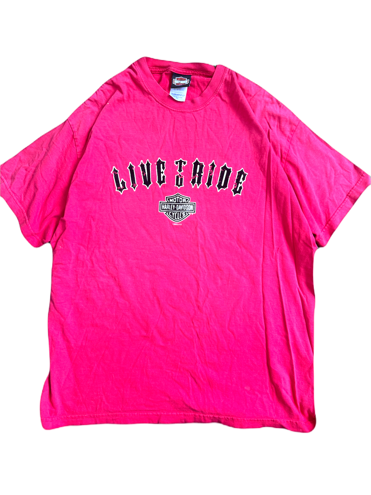 Vintage 00’s suede embroidered Harley Davidson “Live To Ride” Tee