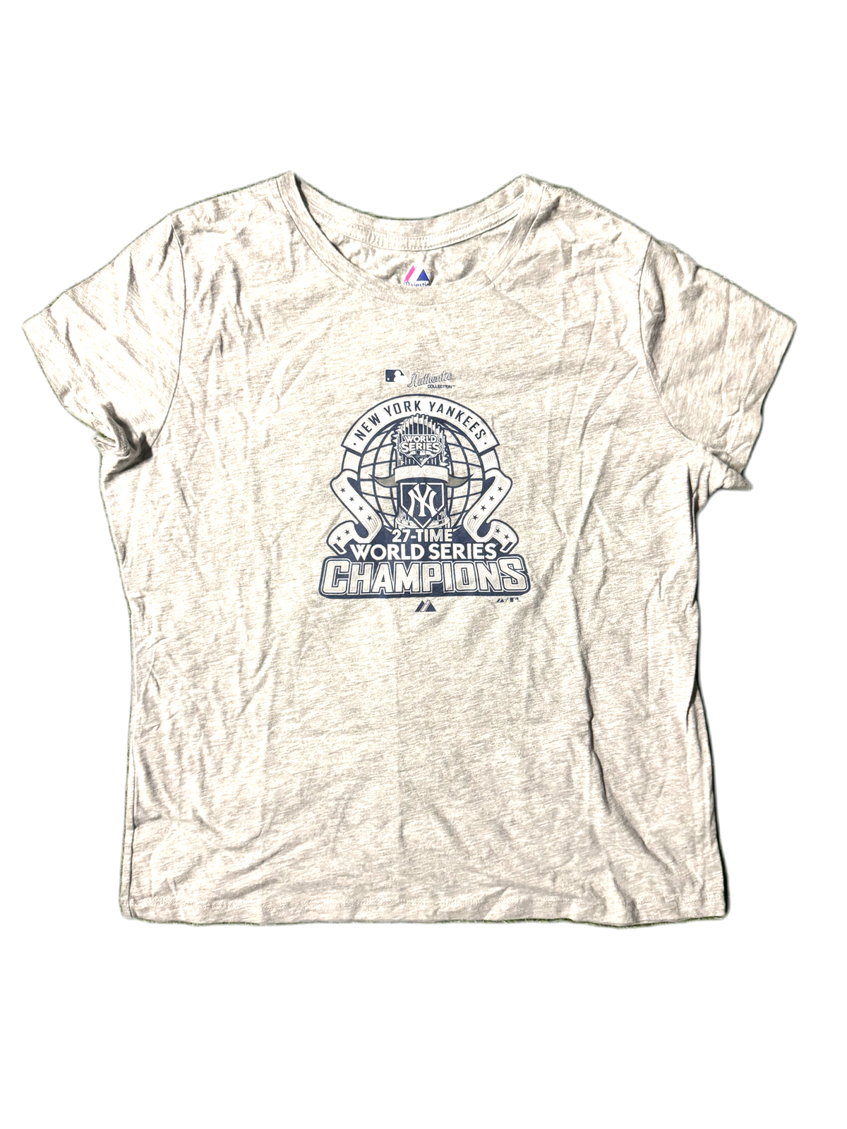 Women’s Gray New York Yankees World Series Champions tee